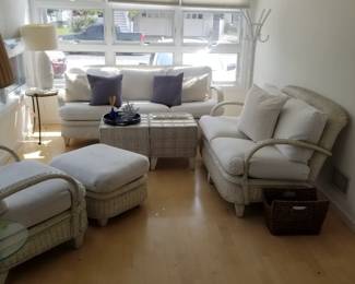 White wicker conversation set by Henry Link