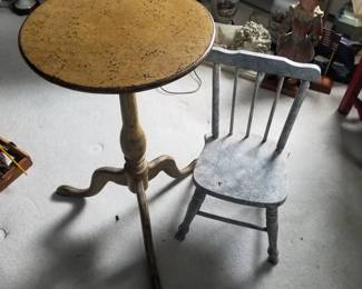 Accent table; child's chair