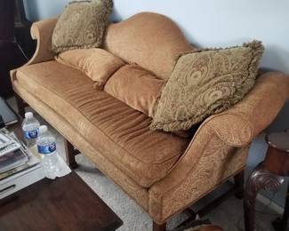 Chippendale style neutral tone sofa