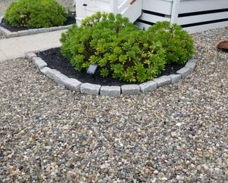 Belgian blocks; plantings; stones