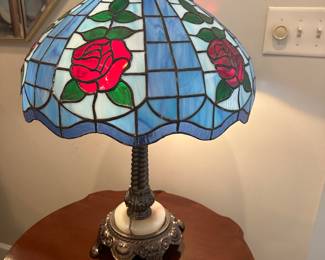 Handcrafted stained glass, rose lamp