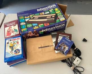 Vintage intellivision gaming system and games 