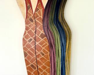 Large MCM Art Deco Painted Wood Wall Art