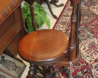 VINTAGE ORGAN CHAIR WITH GLASS BALL FEET