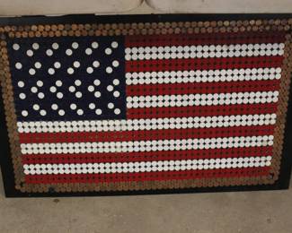 FLAG MADE FROM PAINTED PENNIES