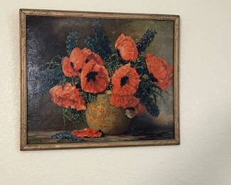 Max Strechenbach, "Poppies and Larkspurs in Vase" - $120