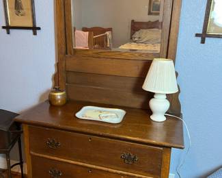 Antique Dresser with Mirror - 72"Hx38"Wx17"D