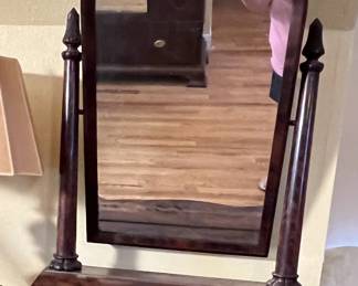 Antique Mahogany Dressing Table Mirror w/Storage Compartment - $325