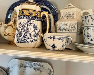 Assorted porcelain dishware and teapot collection