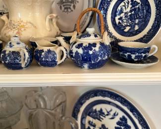 Assorted porcelain dishware and teapot collection