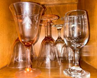 Pink etched stemware is much prettier in person. 