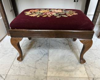 Needlepoint Stool, cabriolet legs