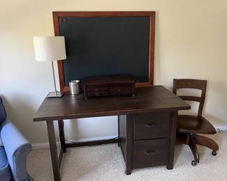 Pottery Barn Desk, Chair, Black Board and Desk Organizer