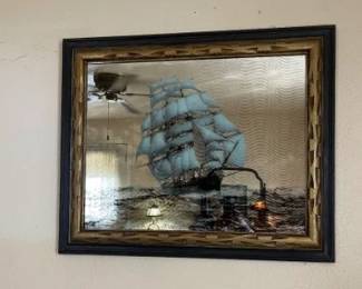 Mirror with sailing ship 