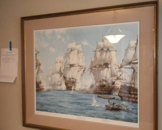 Battle of Trafalgar litho by M. Dawson