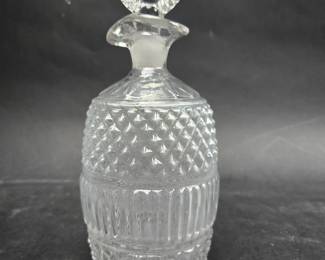 	Early 1800's Glass Decanter Mould Blown Barrel Shaped Decanter 9 Inches Over All 