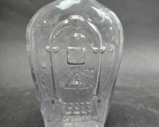 Very Rare Masonic Eagle Pictorial Historical Flask - Rough Pontil - Keene Marlboro St Glassworks - NH 
