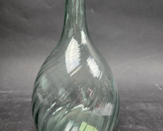Zanesville, Oh Aqua Swirled Glass Bottle Open Pontil Probably Mid 1800's - 8.5 Inches 