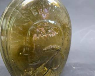 Washington - Jackson Glass Flask Rough Buffed Pontil Probably 1840-60 