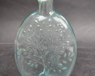 Summer Tree - Winter Tree Aqua Blue - Smooth Bottom - Bird In The Winter Tree - About 6 Inches 