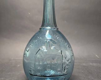 American Historical Flask, McKearin GI-99, Aqua, Jenny Lind And S. Huffsey Glass Works, Pontil Base 