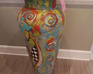 Large painted floor vase
