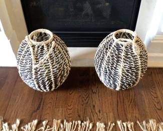 Wicker hanging candle holders 
