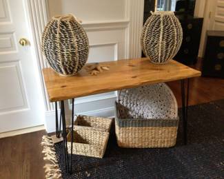 Pine & iron wrought table