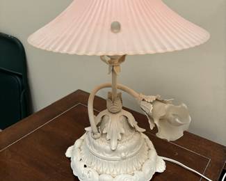 Vintage lamps, one wood and two metal. 