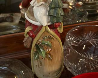 Santa and Depression glass serving plate