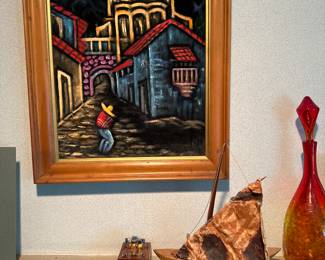 Vintage black velvet painting