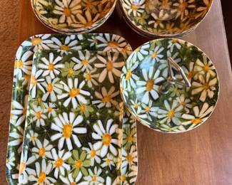 MCM Fiberglass Daisy Bowls and Serving Trays