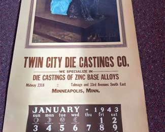 1943 Twin City Die Casting Advertisement Calendar 