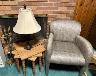 Nesting tables, arm chair