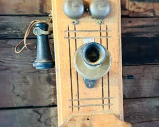 Antique Oak Wall Mount Telephone original finish