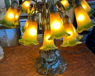 1950s Tiffany-inspired 18-shade waterlily lamp; currently listed on 1st Dibs for $3500; priced to sell!