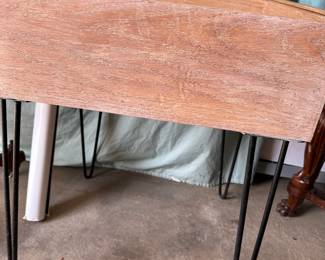 1950s collectibles display table with sliding glass