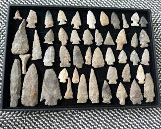 Native artifacts: arrowheads, Celts, axe heads, primitive bows