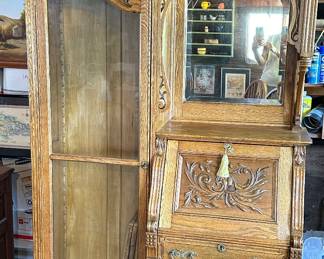 Ornate antique restored Oak hutch