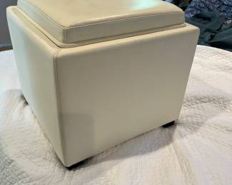 Crate & Barrel leather cube storage ottoman in like-new condition