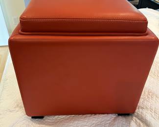 Crate & Barrel leather cube storage ottoman in like-new condition