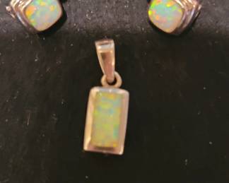 Sterling silver and opal set