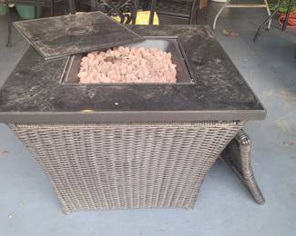 Gas outdoor firepit with propane tank included