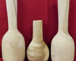 222 - 3 Wooden Vases 16"
