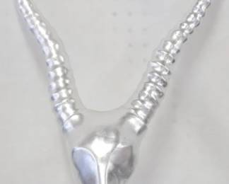 71 - Silver Antelope Head Statue 21"
