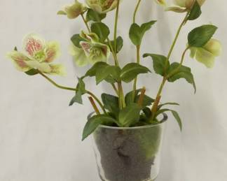 86 - Faux Floral in Glass Vase 15"
