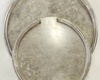 261 - 2 Round Marble Trays 3x19
