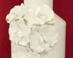 186 - Decorated Vase, Applied Flowers 18"
