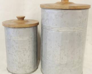 236 - 2 Metal Lidded Containers 14"
