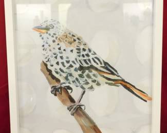 202 - Bird Print Under Glass 14x12.5"
